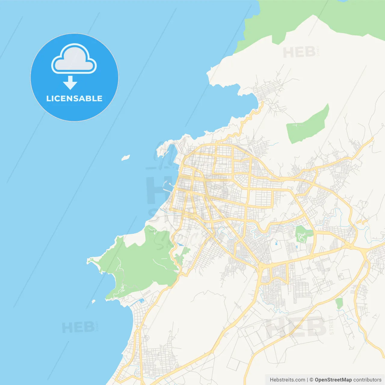 Printable street map of Santa Marta, Colombia