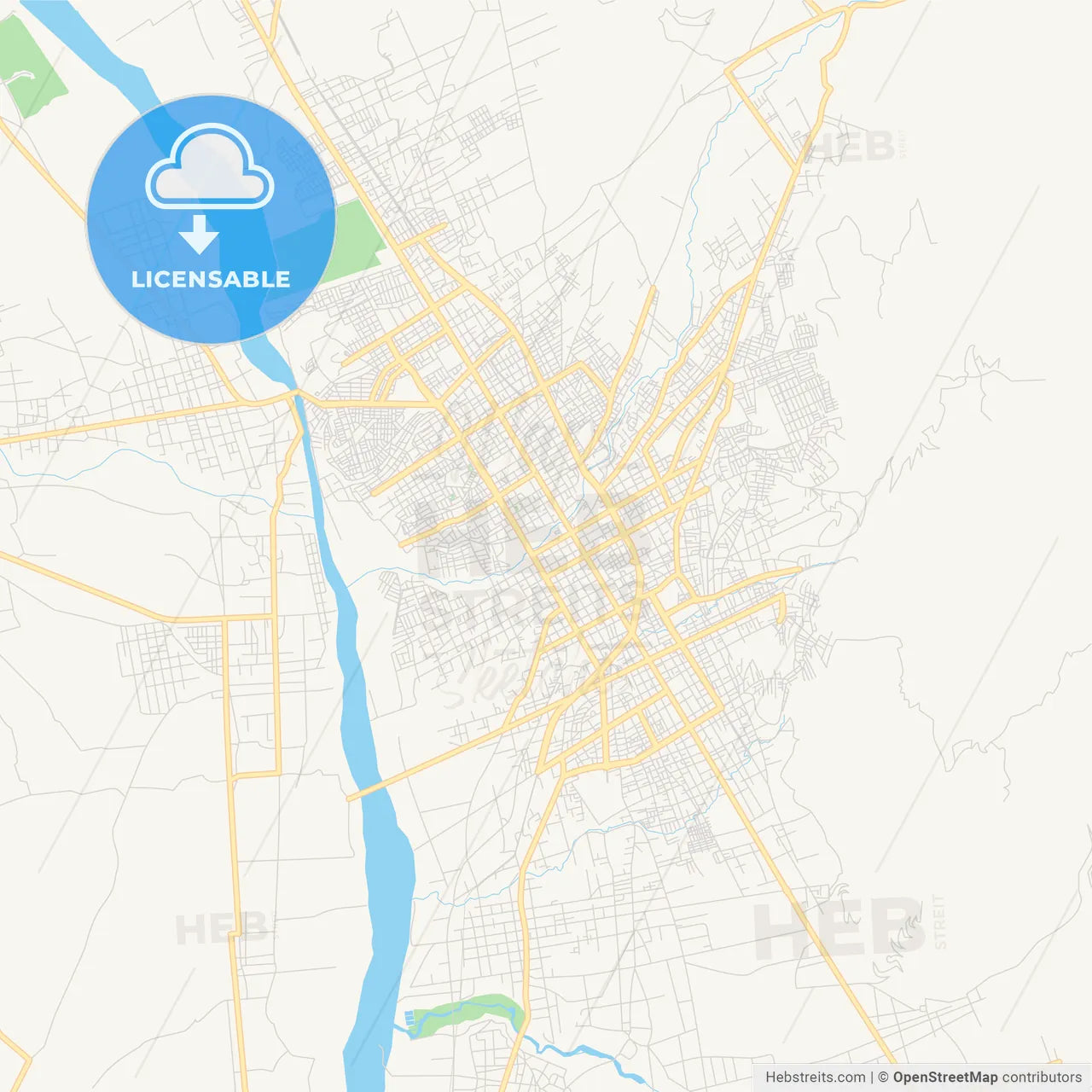 Printable street map of Huancayo, Peru