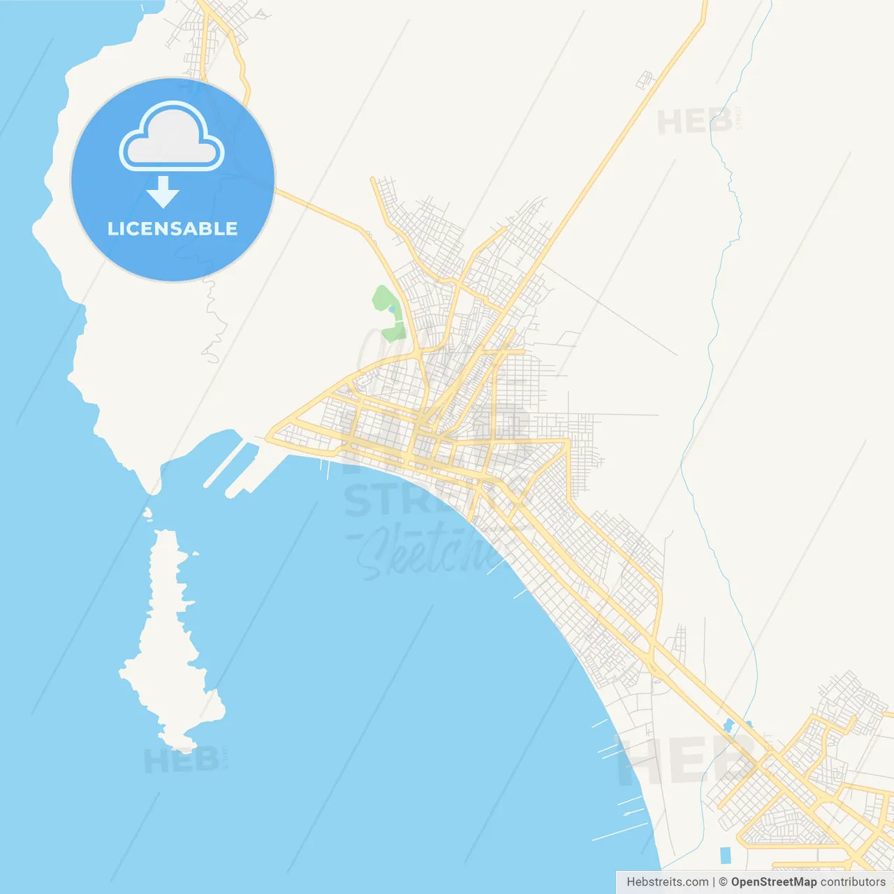 Printable street map of Chimbote, Peru