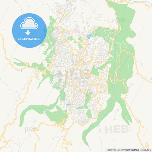 Printable street map of Ayacucho, Peru