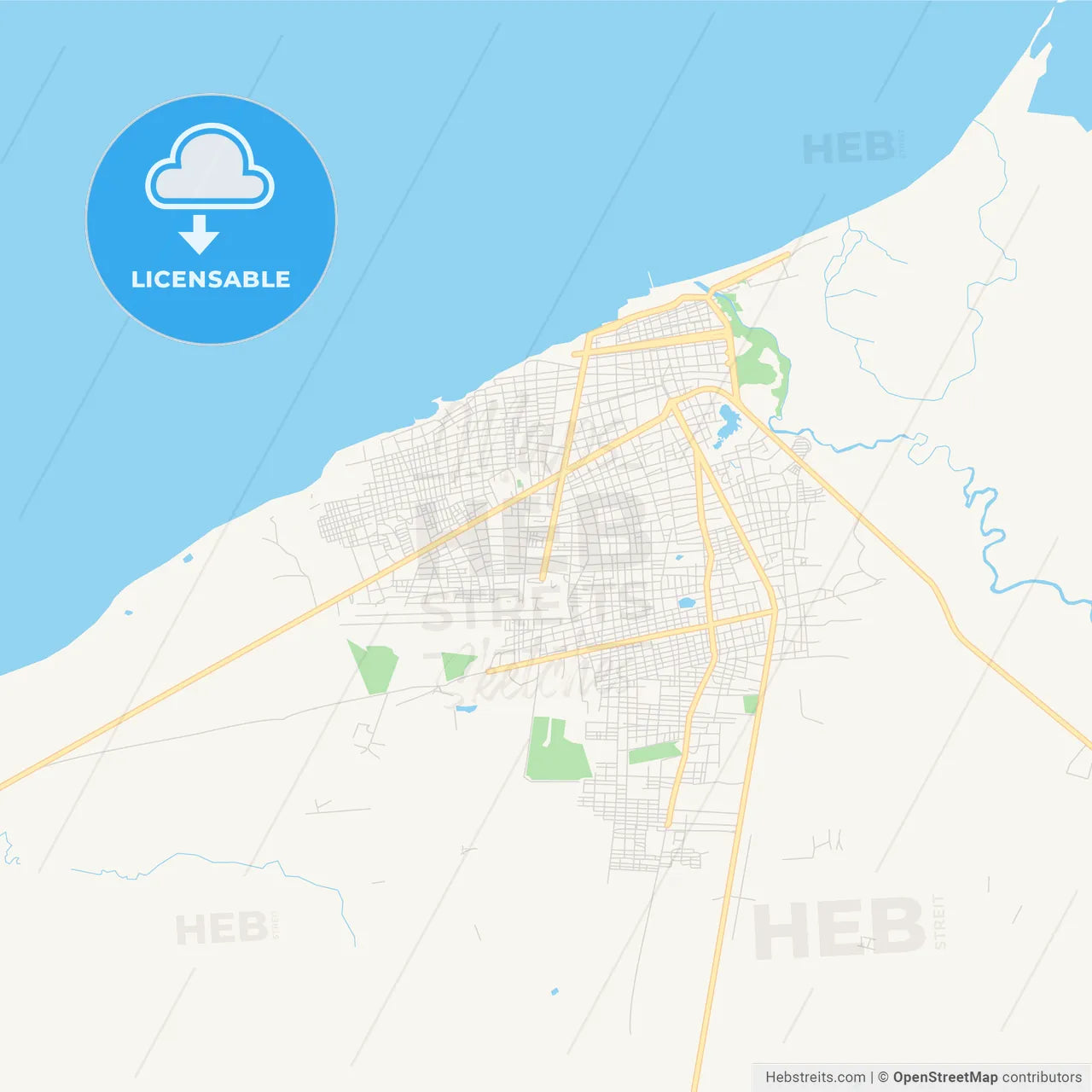 Printable street map of Riohacha, Colombia