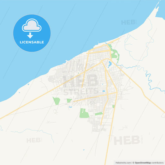 Printable street map of Riohacha, Colombia