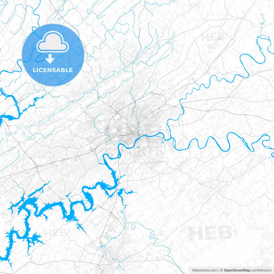 Rich detailed vector map of Knoxville, Tennessee, USA