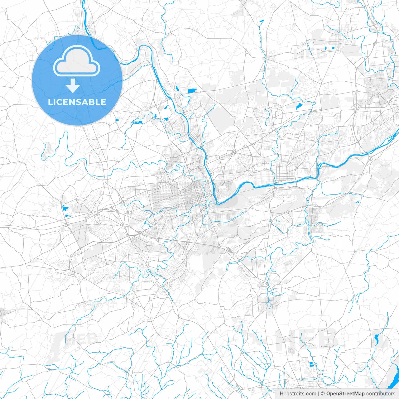 Rich detailed vector map of Allentown, Pennsylvania, USA