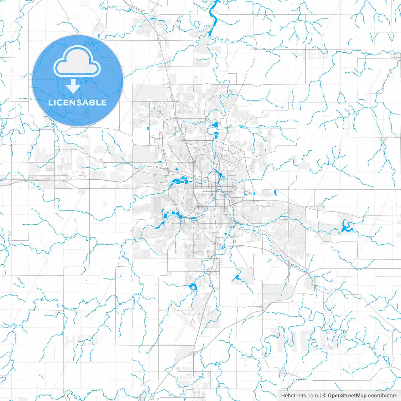 Rich detailed vector map of Rochester, Minnesota, USA