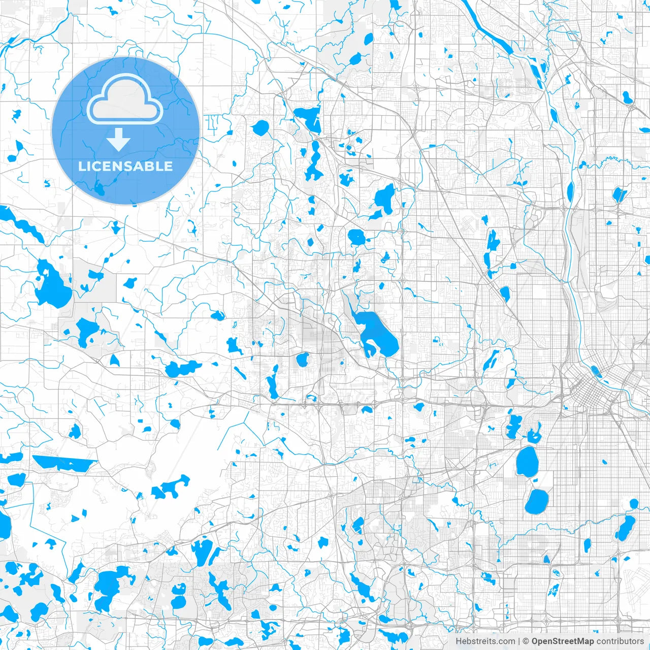 Rich detailed vector map of Plymouth, Minnesota, USA