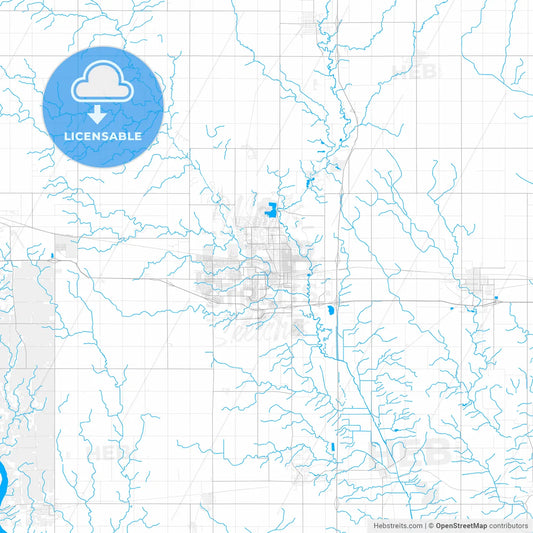 Rich detailed vector map of Ames, Iowa, USA