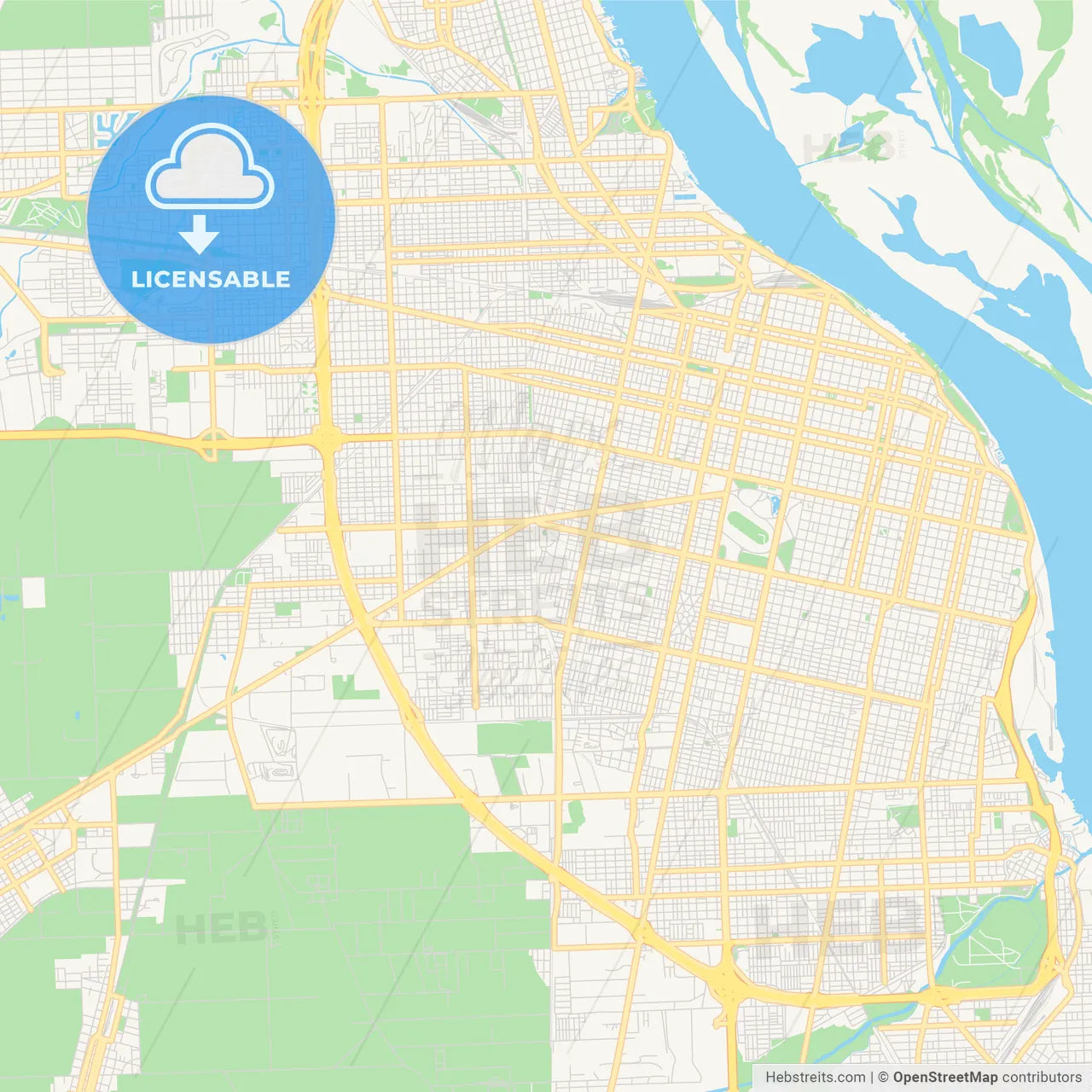 Printable street map of Rosario, Argentina