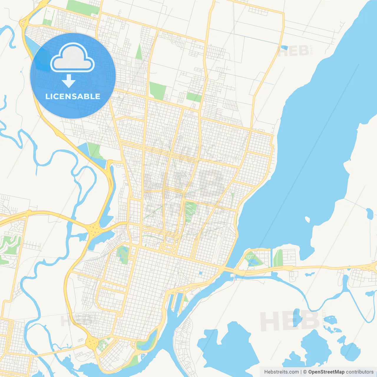 Printable street map of Santa Fe de la Vera Cruz, Argentina