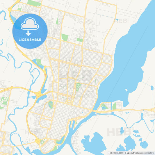 Printable street map of Santa Fe de la Vera Cruz, Argentina