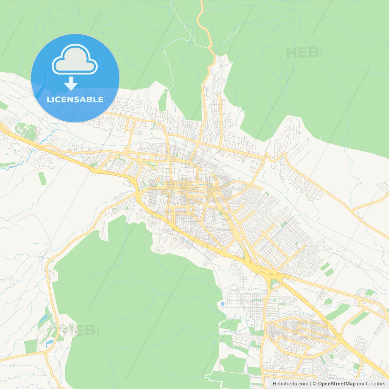 Printable street map of San Salvador de Jujuy, Argentina