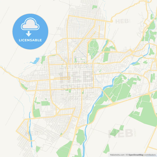 Printable street map of San Fernando del Valle de Catamarca, Argentina
