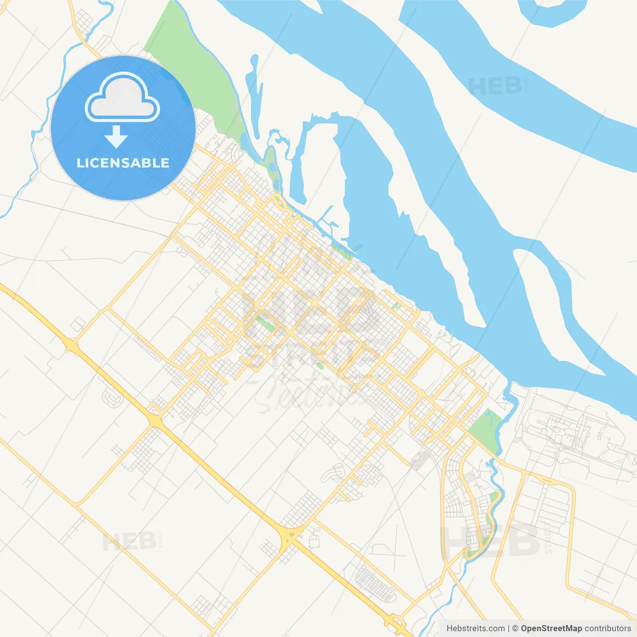Printable street map of San Nicolas de los Arroyos, Argentina