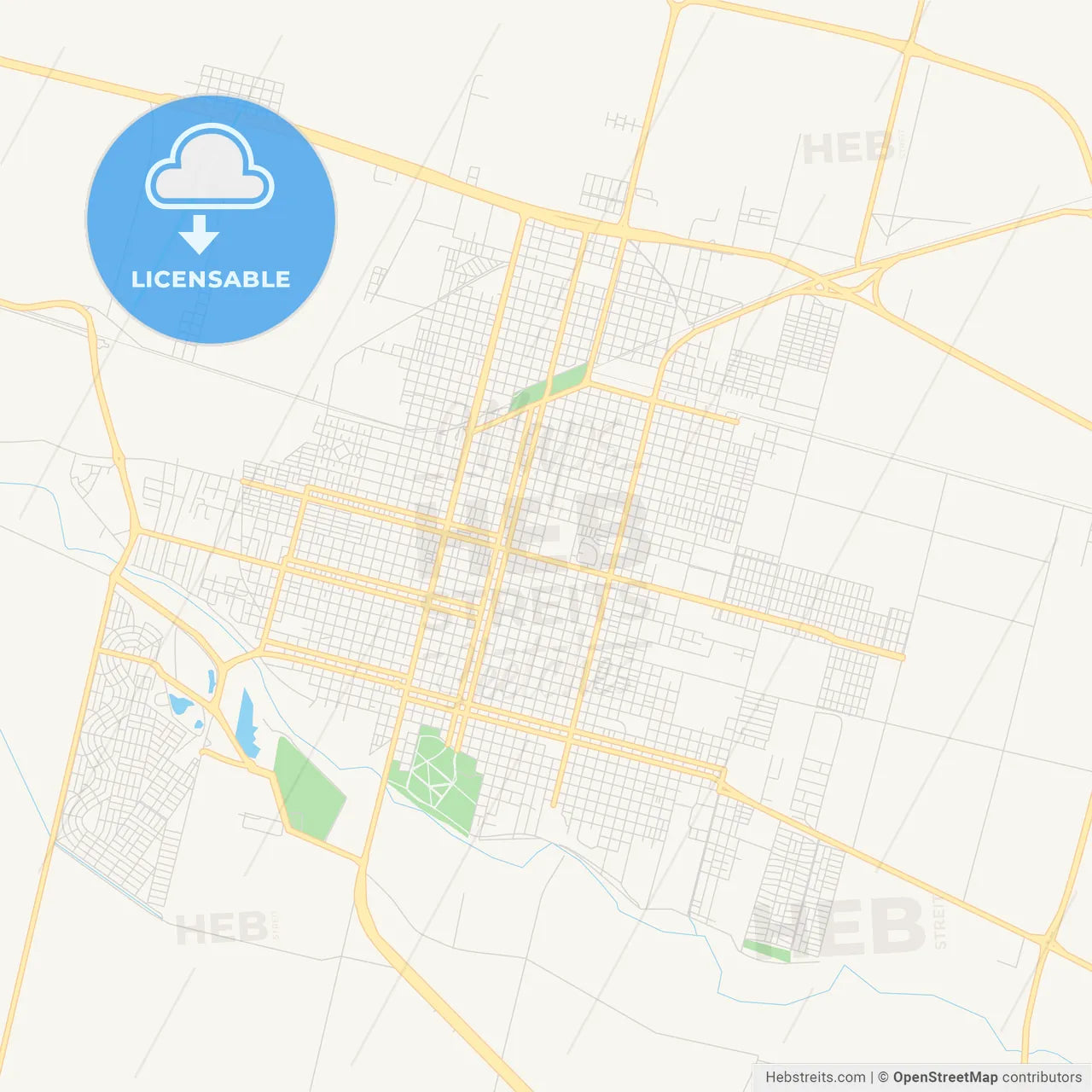 Printable street map of Villa Mercedes, Argentina