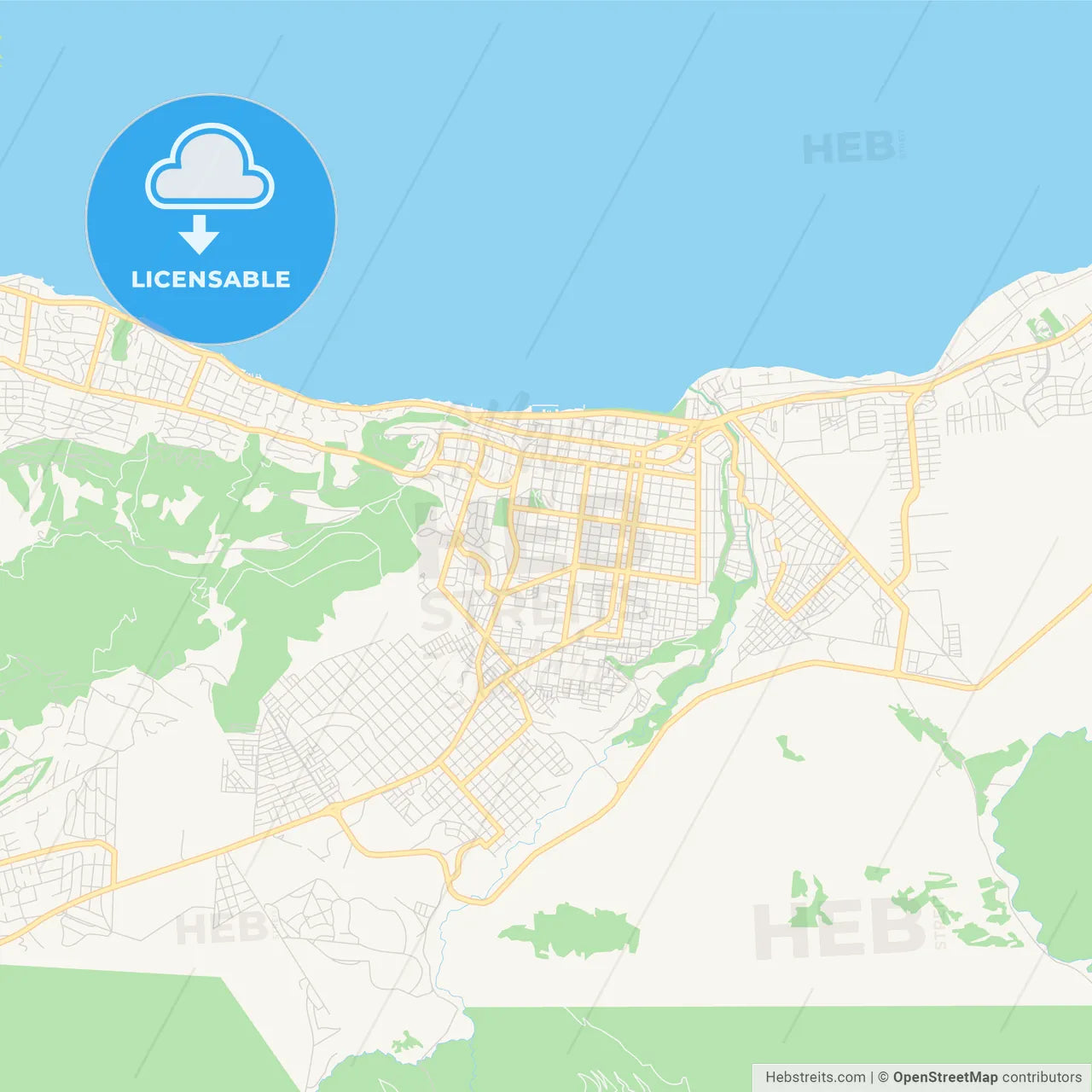 Printable street map of San Carlos de Bariloche, Argentina