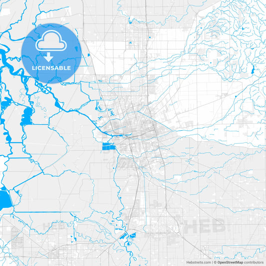 Rich detailed vector map of Stockton, California, U.S.A.