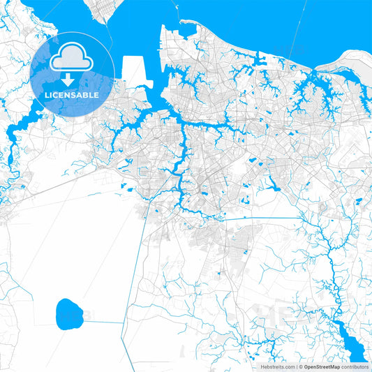 Rich detailed vector map of Chesapeake, Virginia, U.S.A.