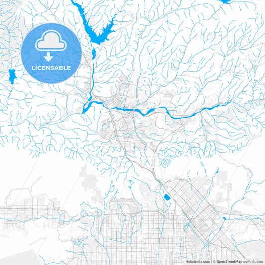 Rich detailed vector map of Santa Clarita, California, USA