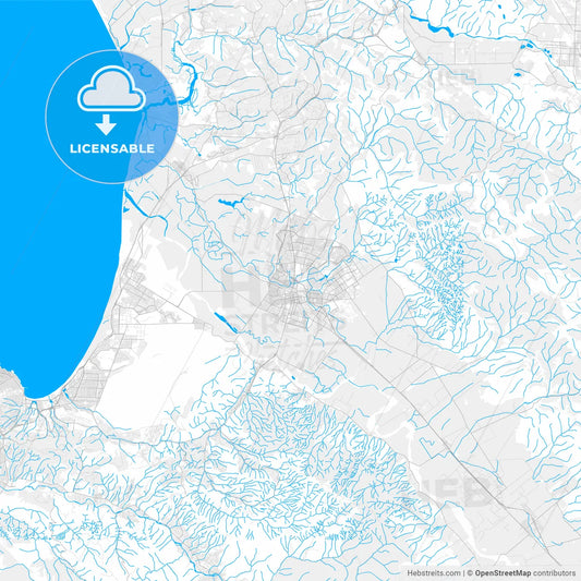 Rich detailed vector map of Salinas, California, USA