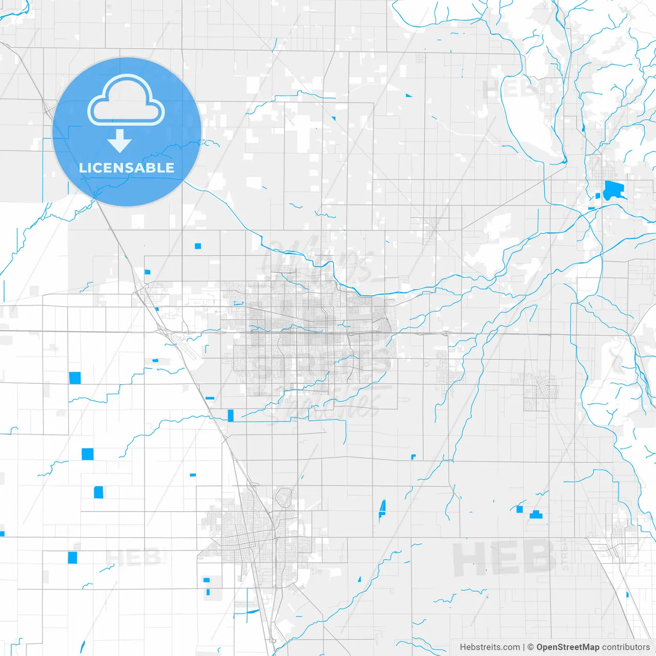 Rich Detailed Vector Map Of Visalia, California, Usa – HEBSTREITS