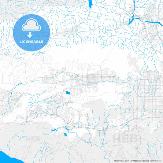 Rich detailed vector map of Simi Valley, California, USA