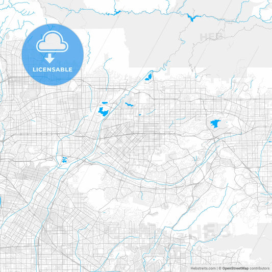 Rich detailed vector map of West Covina, California, USA