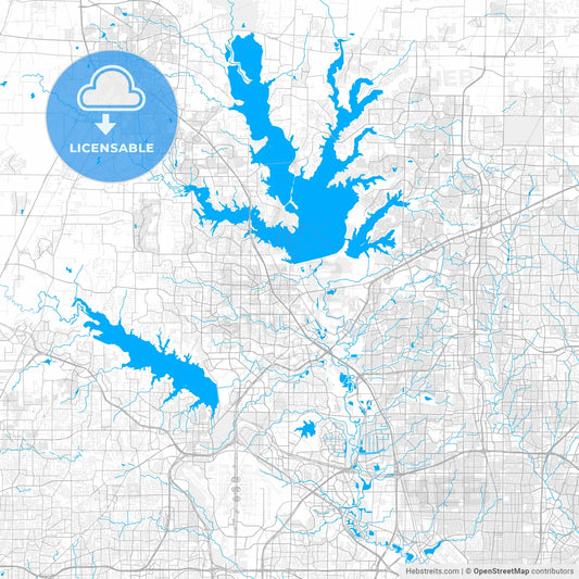 Rich detailed vector map of Lewisville, Texas, USA