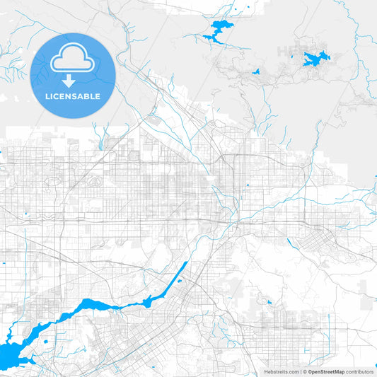 Rich detailed vector map of Rialto, California, USA