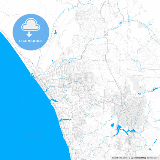 Rich detailed vector map of Vista, California, USA