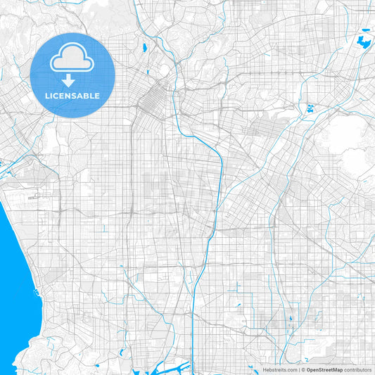 Rich detailed vector map of South Gate, California, USA