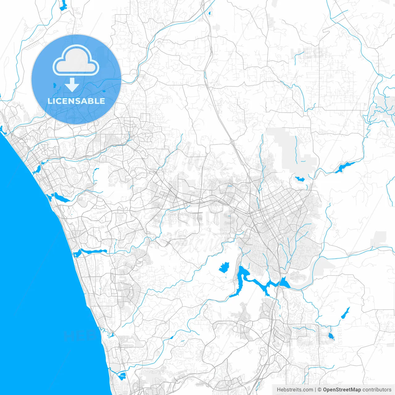 Rich detailed vector map of San Marcos, California, USA