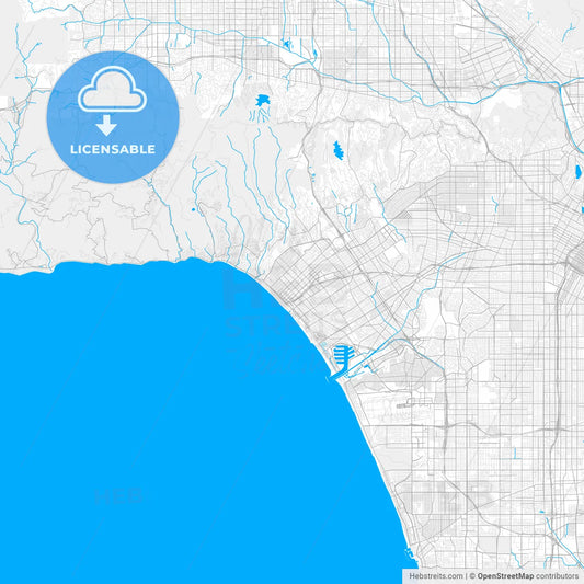 Rich detailed vector map of Santa Monica, California, USA