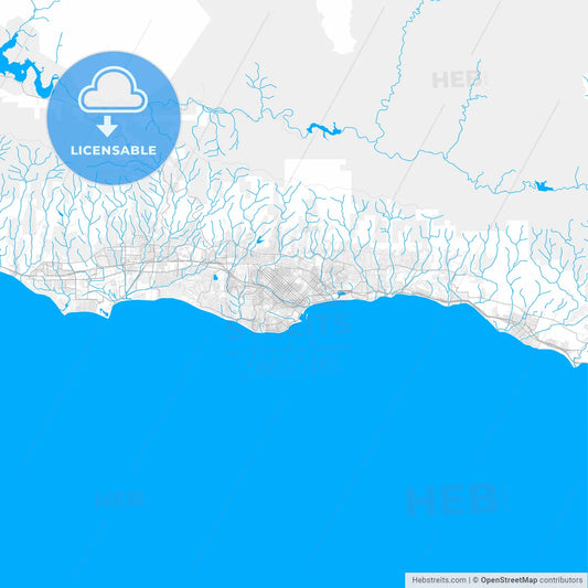 Rich detailed vector map of Santa Barbara, California, USA