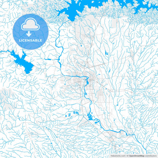 Rich detailed vector map of Redding, California, USA