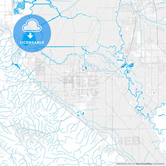 Rich detailed vector map of Tracy, California, USA