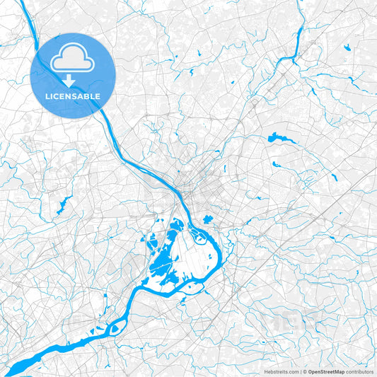 Rich detailed vector map of Trenton, New Jersey, USA