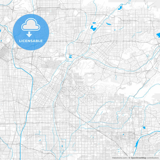 Rich detailed vector map of Whittier, California, USA