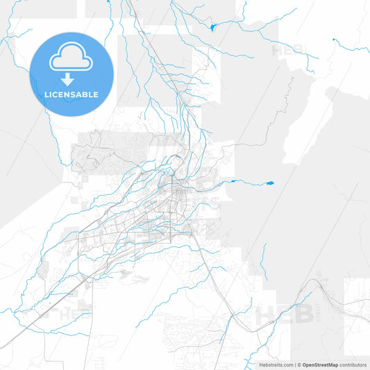 Rich detailed vector map of Santa Fe, New Mexico, USA