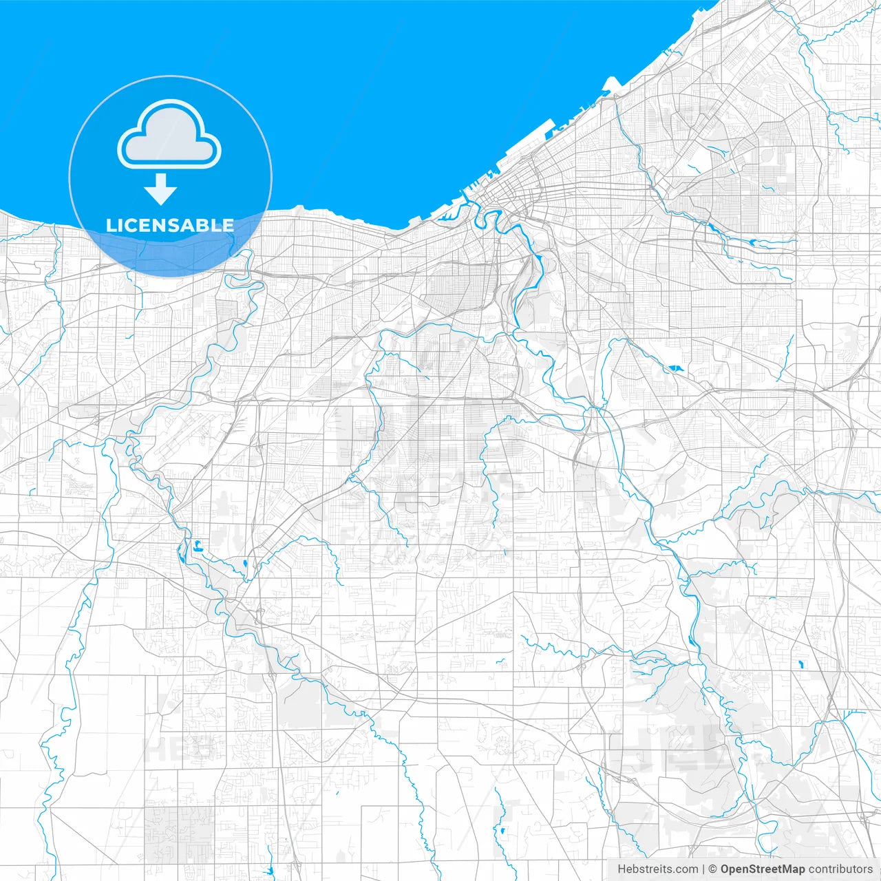 Rich detailed vector map of Parma, Ohio, USA