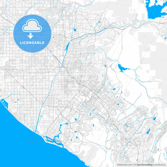Rich detailed vector map of Tustin, California, USA