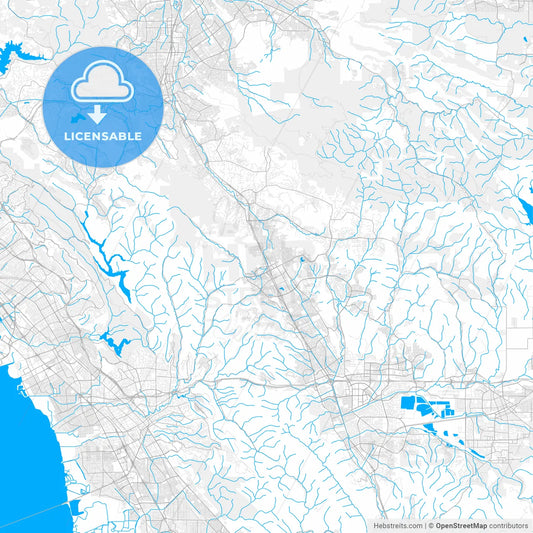 Rich detailed vector map of San Ramon, California, USA