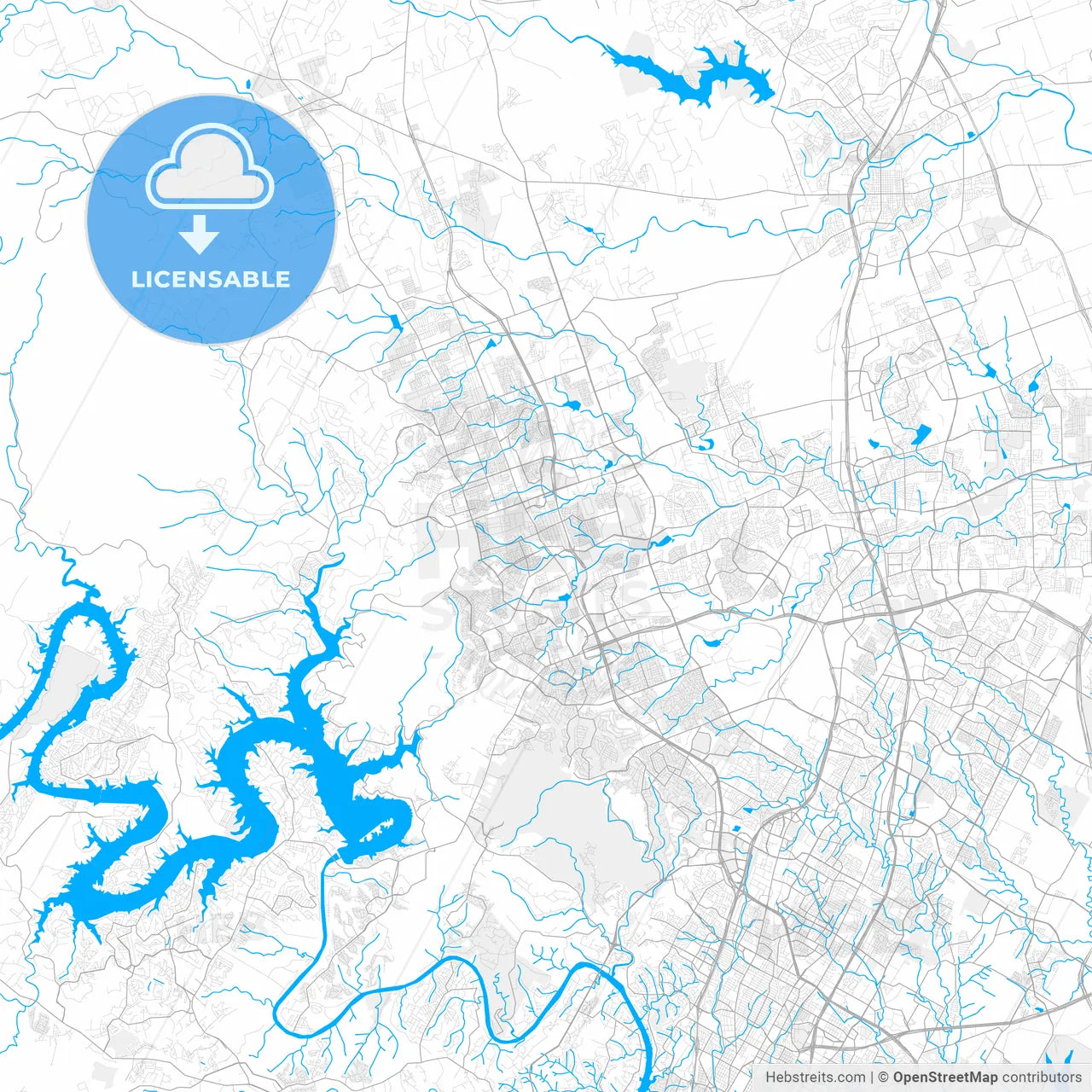 Rich detailed vector map of Cedar Park, Texas, USA