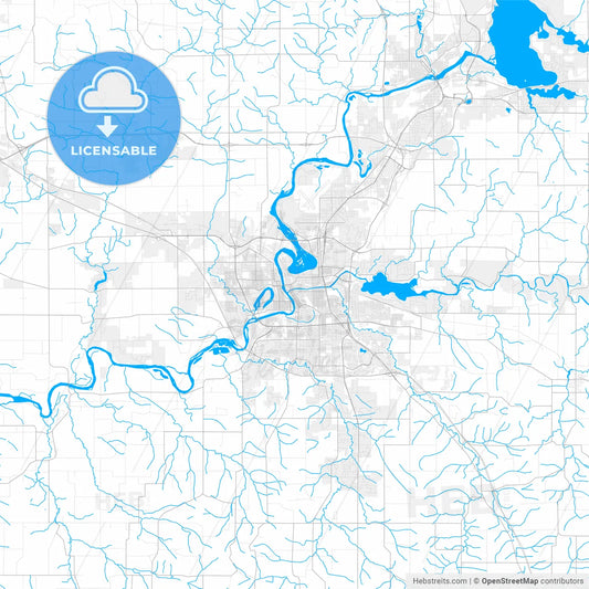 Rich detailed vector map of Eau Claire, Wisconsin, USA