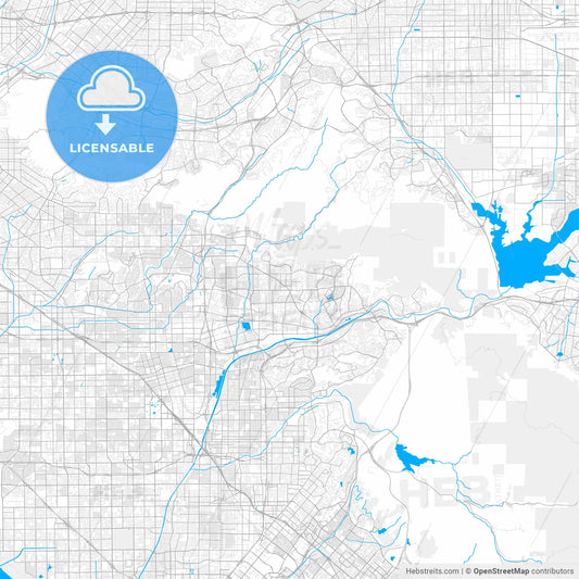 Rich detailed vector map of Yorba Linda, California, USA
