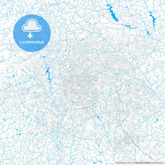 Rich detailed vector map of Greenville, South Carolina, USA