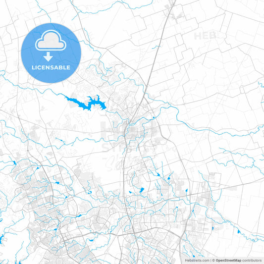 Rich detailed vector map of Georgetown, Texas, USA