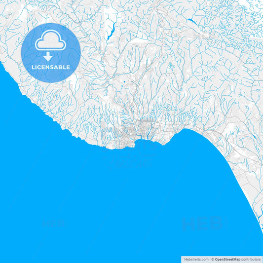 Rich detailed vector map of Santa Cruz, California, USA