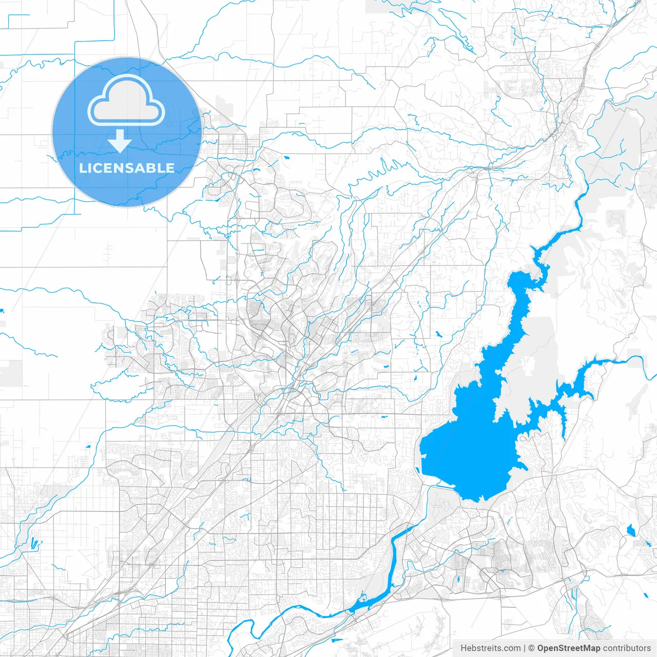 Rich detailed vector map of Rocklin, California, USA