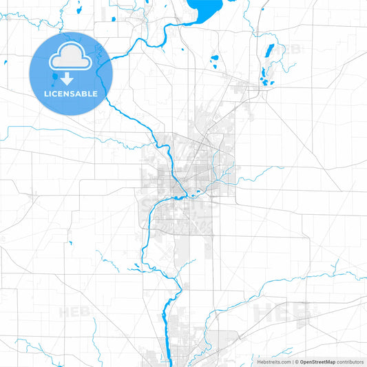Rich detailed vector map of Janesville, Wisconsin, USA