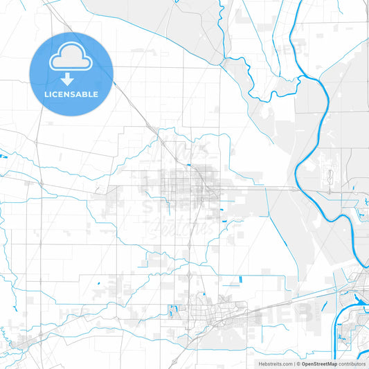 Rich detailed vector map of Woodland, California, USA